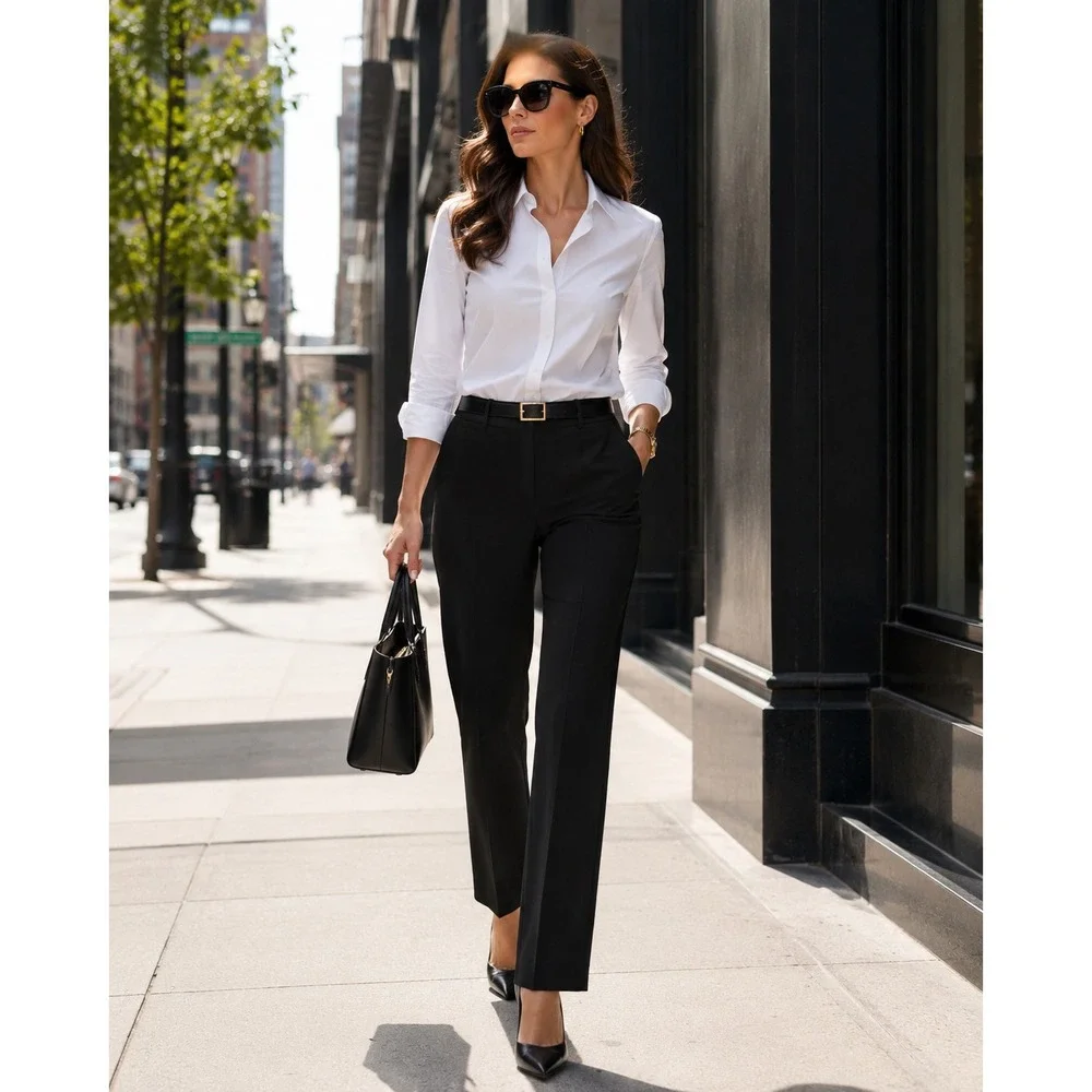 J.Crew Womens Black Tollegno 1900 Italian Wool Straight Leg Dress Pants 8 A10